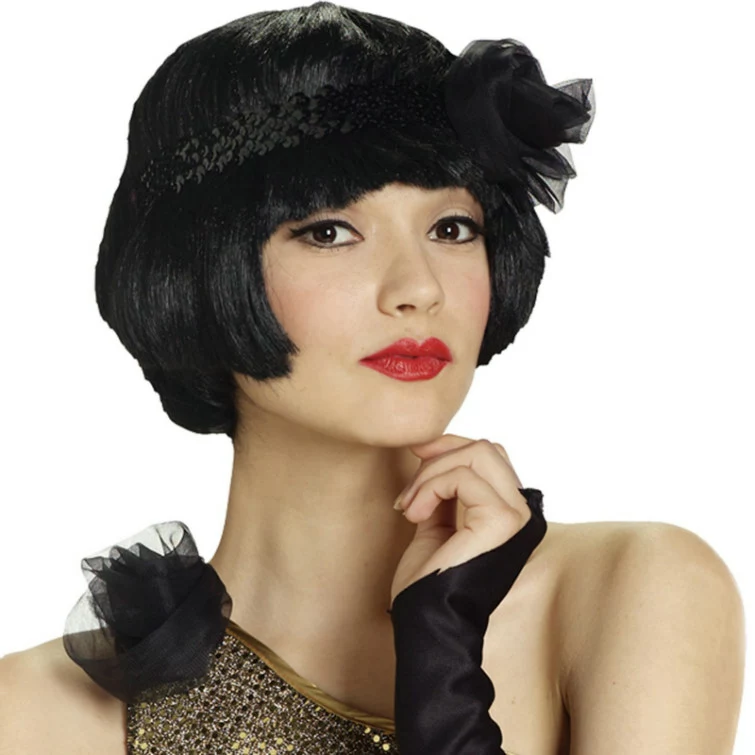 Flapper Flirt Wig Adult (Black) 3 Flapper Flirt Wig Adult (Black)