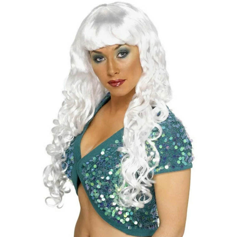 Long Curly White Siren Wig Adult 3 Long Curly White Siren Wig Adult