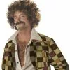 Disco Dirt Bag Wig & Moustache Adult -Fancydress Shop 69180