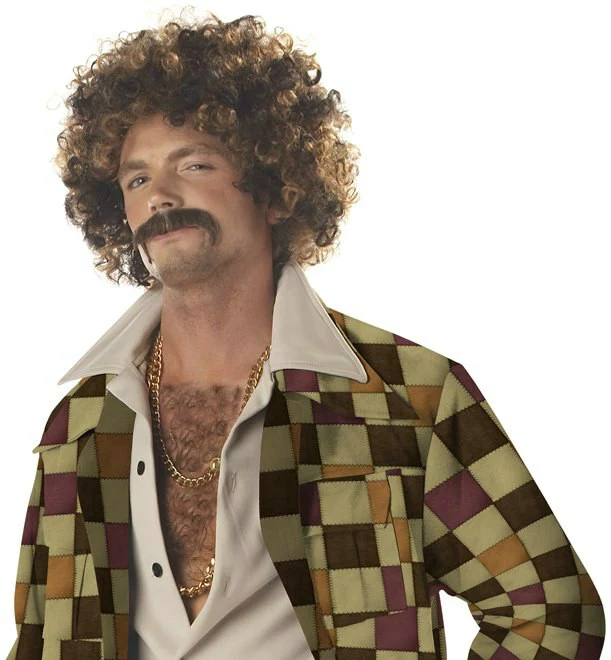 Disco Dirt Bag Wig & Moustache Adult 3 Disco Dirt Bag Wig & Moustache Adult