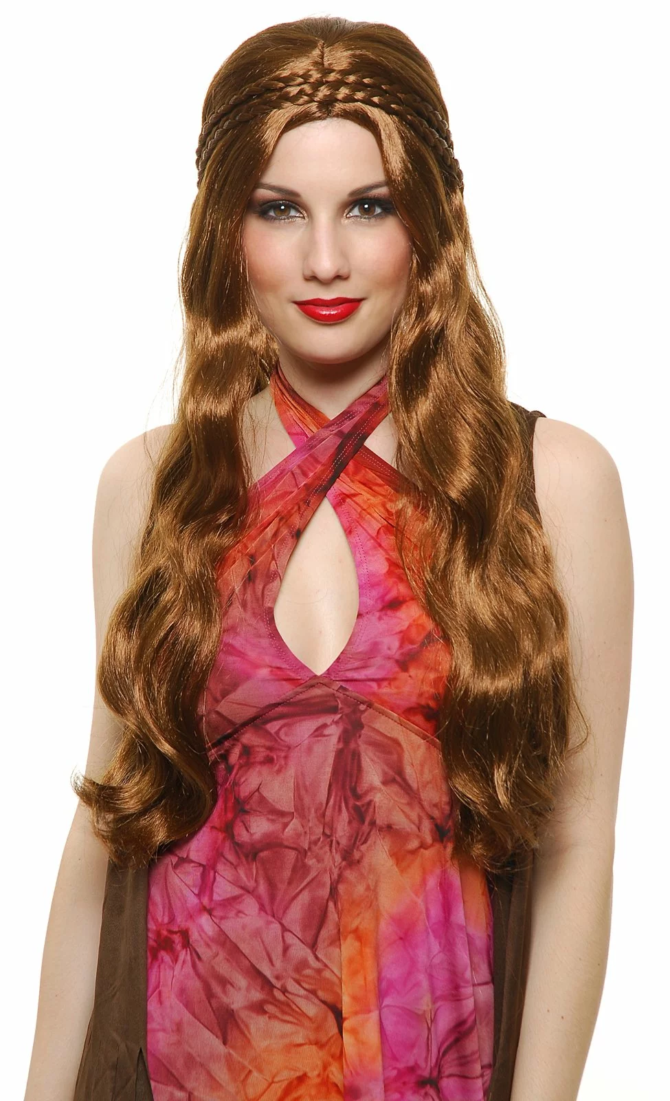 Brown Flower Child Wig (Adult) 3 Brown Flower Child Wig (Adult)