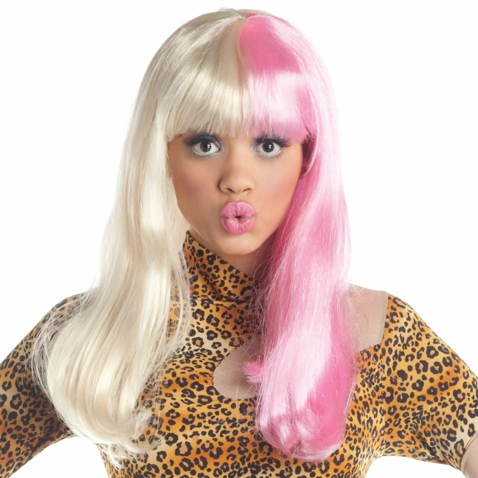Two Tone Diva Blonde / Pink Adult Wig 3 Two Tone Diva Blonde / Pink Adult Wig