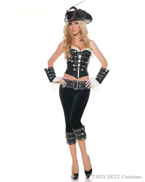 Deluxe Sexy Rouge Pirate With Pants Womens Costume 3 Deluxe Sexy Rouge Pirate With Pants Womens Costume